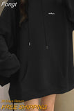 Korean Fashion Black Oversize Hoodie Women Harajuku Thin Basic Solid Sweatshirts Long Sleeve Top Grey Pullover