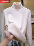 Turtleneck Sweaters Women Winter Slim Plush Velvet Lined Knit Pullover Thicken Knitwear Jumper Soft Jersey New Malhas