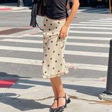 Fongt Point Splicing Woven Half Skirt New In The Long Wooden Ear Temperament Elegant Ass Skirt Women Autumn
