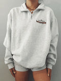 Quarter Zip Printed Sweatshirt-Outfit