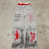Fongt New Popular Fake Two Wide Leg Trousers Print Series Of Young Couples Round-Collar T-Shirt