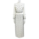 Fongt Star Fashion New Heavy Industry Pearl Nail Beads Short Top Dress Set Two Sets