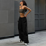Fongt Rope Girded Casual Workwear Trousers Women Street Fashion Trend Women's Simple Loose