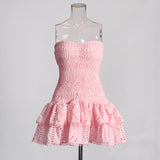 2025 New Fashion Sexy Take-Off Design Embroidered Lotus Leaves Side Bra Short Dress
