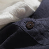 Fongt Linen Dress Women Spring And Autumn New Simple Collar Loose Short-Sleeved Cotton Shirt Dress
