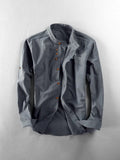 Fongt 2025 New Men's Casual Linen Shirt Gentlemen's Wind Collar Wish Cotton T-Shirt