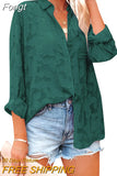 See Through Jacquard Mesh Shirts Women Long Sleeve White Tops 2023 Women's Elegant Streetwear Button Down Blouse