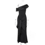 Fongt Shoulder Mesh Ribbon Dress Dress In New Temperament Black Dress
