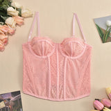 Fongt Women's New Thin Lace Sexy Plastic Suit Strap Top-Outfit
