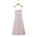 White Hearts Printed Underwired Strap Midi Dress-Outfit
