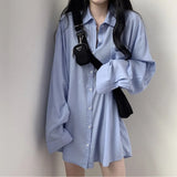 New Spring / Summer Loose Shirt Women's Korean Style Chic Sunscreen Silk Slippery Pendant Sensible Sunscreen Long-Sleeved Medium-Long Shirt-Outfit