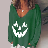 V-neck Long Sleeve Pullover Casual Loose
