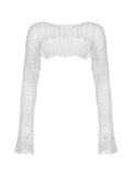 Retro Hollow Short Knit Crop Top-Outfit