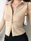 vintage polo collar long sleeve rib