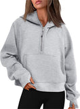 Fongt Autumn And Winter New Fashion Leisure Sports Half Zipper Hooded Short Plus Velvet Wear
