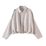 Fongt And Autumn New Women's Velvet Texture Collar Pilot Long Sleeve Short Jacket Jacket