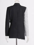 Fashion Temperament Collar Collar Blazer Women's 2025 New High-End Hair That Spliced Thin Design