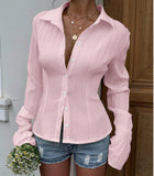 Fongt Button Cuffs With Long-Sleeved Lace-Up Shirt