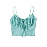 New Short Tight-Fitting Waffle Strap Vest With High Waist And Navel Halter Top-Outfit