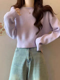 One-Word Collared Sweater For Women In Autumn And Winter, A Solid Color Casual Sweater, A Small Foreign Sweater.-Outfit