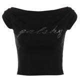 Fongt Summer New Women's Hot Hottie Fashion Word Shoulder Repair Umbilly Umbilly Umbilly Umbilly Blouse