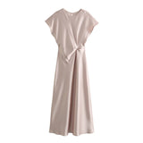 New Pleated Silk Satin Dress 2454845-Outfit