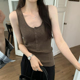 Thin Sling Vest For Women To Wear A New Summer Knitted Sweater Design Sensitive Buckle Slim