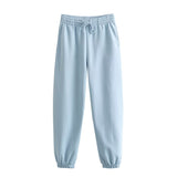 New Basic Short Style Sweater 8417803 Elastic Waist Jogging Trousers Set-Outfit