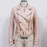 STREET Newest 2023 Fashion Designer Jacket Women's Lion Buttons Synthetic Biker Leather Motorcycle