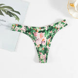 Ice Silk Scarless Thongs Women Print Low-Waist Sexy T-Sants Hot Sedulish Ultra-Thin Yoga Pants