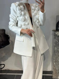 Fongt Temperament High-End Suit 2025 Autumn And Winter New Splicing Flowers Ribbon Suit High Waist Repair Suit
