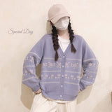Cute Floral Vintage Cardigan Sweater V Neck