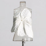 Sexy Blouse 2025 Spring New Fashion Hanging Neck Nail Beads Flowers Brae With Small Vest