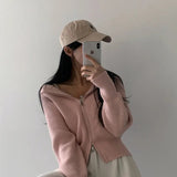 Double-headed Zipper Solid Color Hooded Cardigan-Outfit