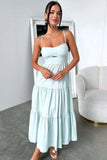 Fongt Women's New Slings Solid Color Waist Dress Low Breast Elegant Women's Big Skirt 246043