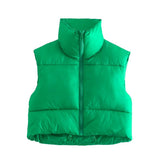 Fongt Color Double Pocket Collar Cotton Vest 2025 Autumn And Winter New Color Repair Cotton Vest Top