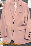 Spring Autumn Suit Jacket Women Vintage Blazers Solid Single-breasted Casual Coat Lady Black Pink Khaki Blazers
