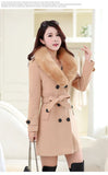 Fongt Autumn And Winter Large-Size Hairy Women's Coat Double Buckle Ebay Big Coat Collar