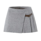 Knit Buttoned Long Sleeve Top And Pleated Mini Skirt-Outfit