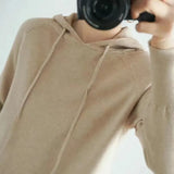 Candy Colors Hooded Sweaters Women's Casual Loose Green Solid Knitted Jumper Oversized Bottoming Pullover Blue Knitwear
