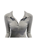 Sexy Club Slim T Shirt Women Lapel Collar Tees Womens Clothing Cotton Long Sleeve Korean Casual Fashion Tops 2023
