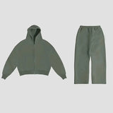 Fongt Simple Couple Fashion Hoodie Sweatshirt Solid Color 2207 Coat 2207-1 Trousers