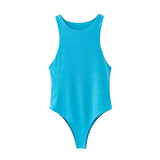 women sexy solid o neck sleeveless bodysuit big stretchy european fashion shirt playsuit