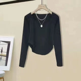Women Two Pieces Sets Streetwear Harajuku Long Sleeve Square Collar Top And Hollow Out Vintage Denim Pants