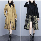 Brand New Women Trench Coat Long Double-Breasted Belt Blue Khaki Lady Clothes Autumn Spring Outerwear Oversize