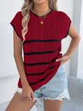 Shooting 2025 Spring And Summer Striped Jasmine Casual Loose Knitted Jersey Holiday Tops Women's