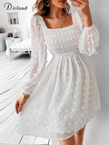 Elegant Summer White Dresses For Women 2022 Dot Square Collar Mini Wedding Party Vestidos Sexy Vacation Female