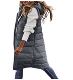 Fongt New Fashion Casual Solid-Colored Hooded In Sleeveless Sleeveless