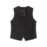 Fongt Summer Leisure Vest Set Linen-Blend Loose Vest + Shorts Set Women K27788
