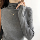 Edge Long-Sleeved Blouse 2023 Early Spring New Women's T-Shirt White Threaded High-Neck Bottomed